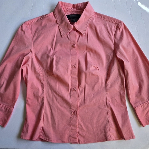 Pink Express Stretch Button-Up Shirt - Picture 1 of 5
